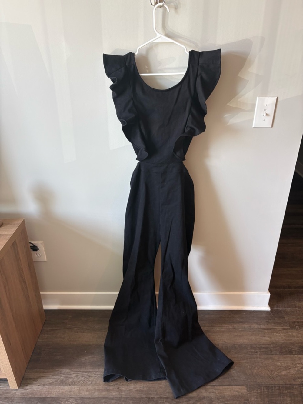 Dry Goods Black Ruffled-Waist Flared Jumpsuit